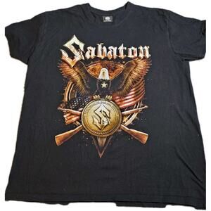 Official Sabaton Band Tour Concert Cotton Black 2XL T Shirt Men Full Print
